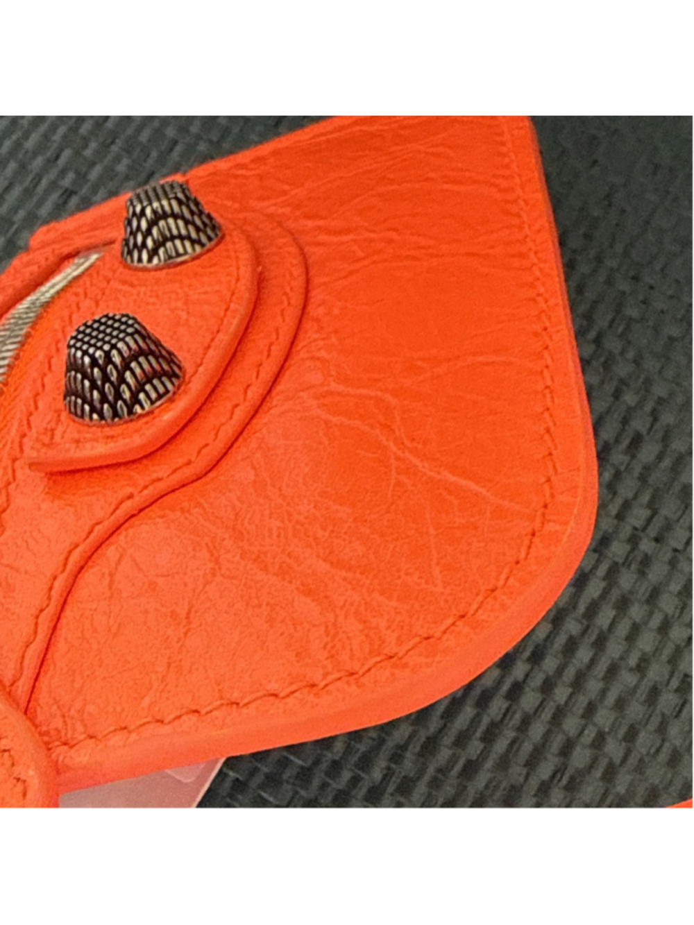 Balenciaga Le Cagole Coin Purse Card Holder Arena Lamb Fluorescent Orange NWT - Picture 7 of 9